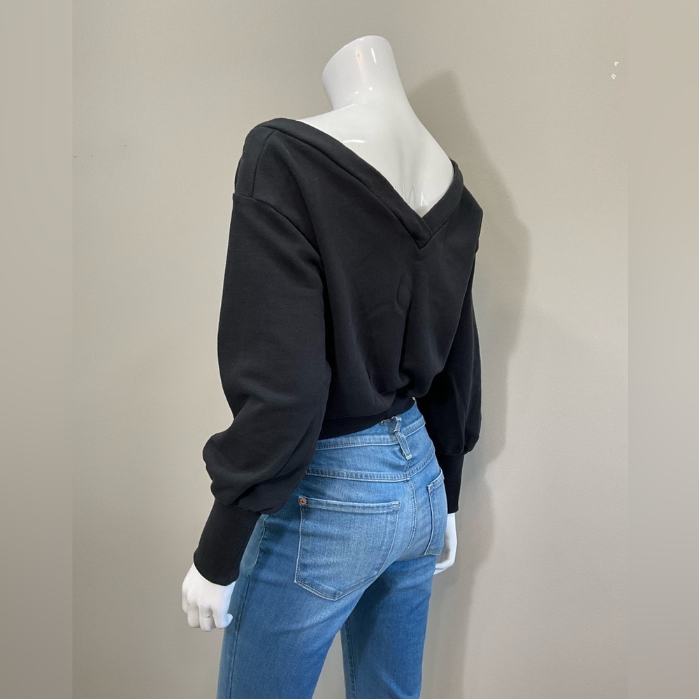 MAEVE Anthropologie Black V-Back Lightweight Sweater Pullover XS